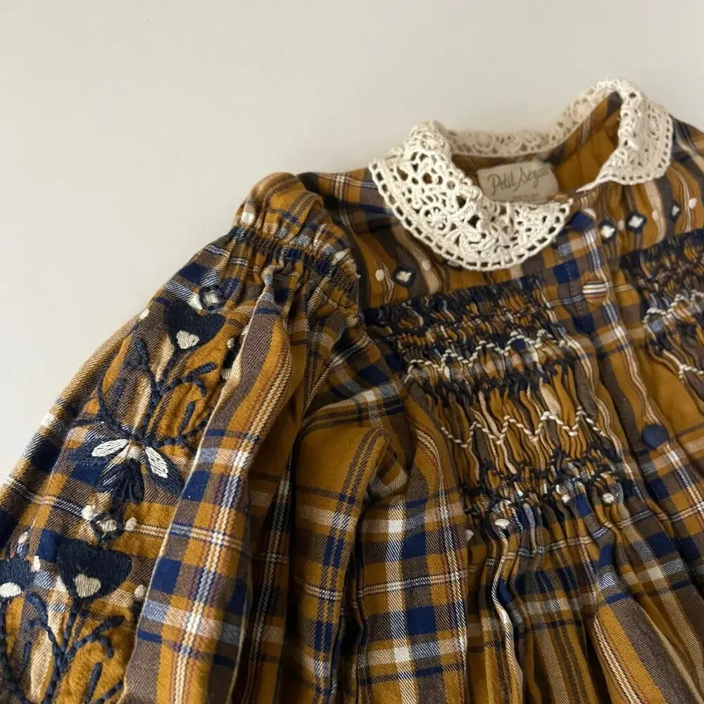 Petit Sézane smocked plaid dress